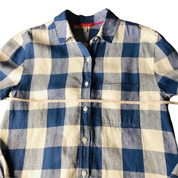 JOULES - Womens blue and white checkered long sleeve shirt Size 4 - Picture 11 of 11